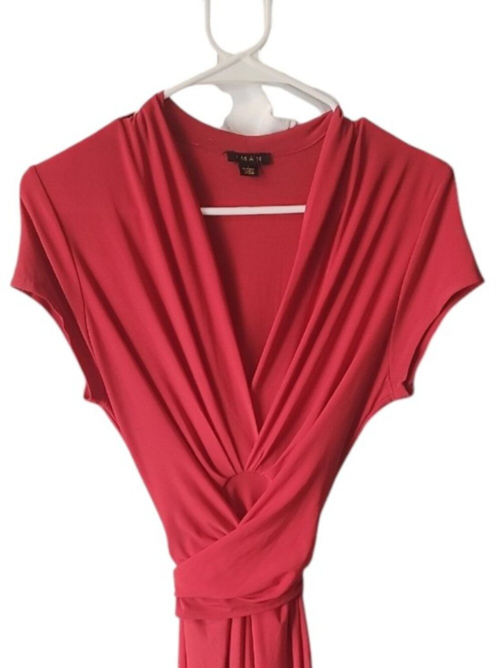 IMAN Red Twist-Front Draped Women’s Dress | 17 PTP
